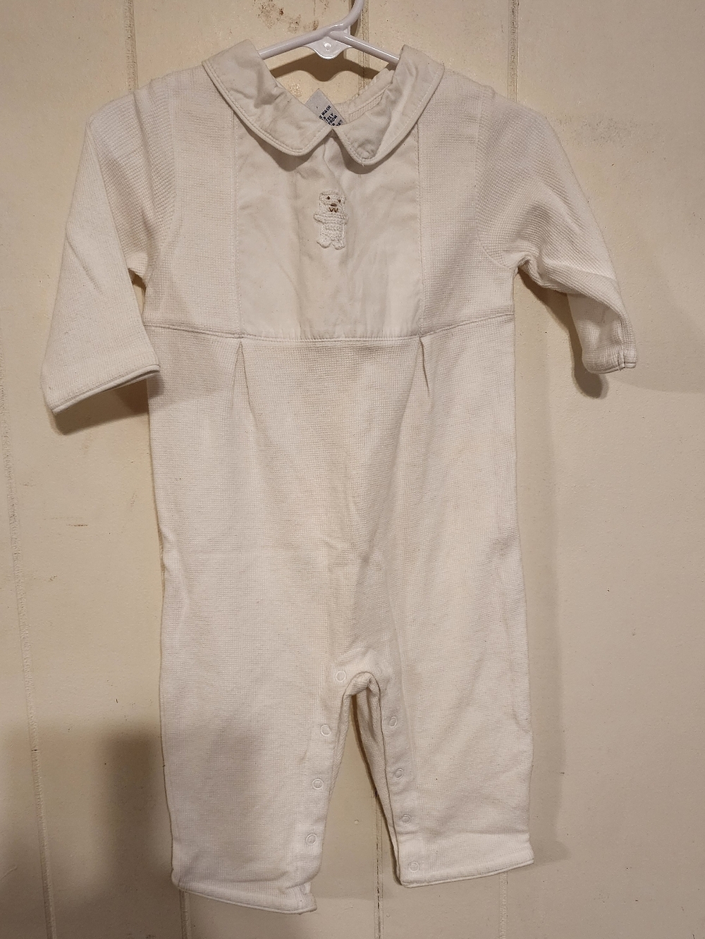Vintage Y2K Gymboree Baby Romper 6-12 Month White Christening Outfit 100% Cotton